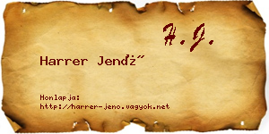 Harrer Jenő névjegykártya